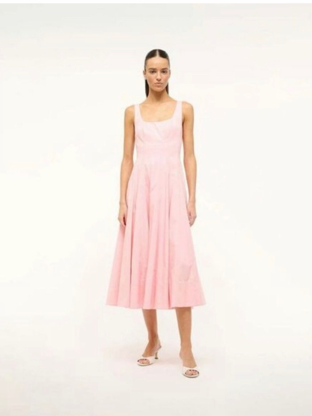 STAUD Soft Pink Wells Midi Dress